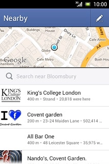 To check in at an existing location:Press the required location.