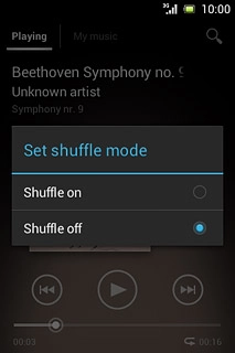 Press Shuffle on or Shuffle off.