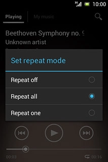 Press the required setting.