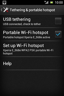 Press Portable Wi-Fi hotspot until the display tells you that the function is turned on.