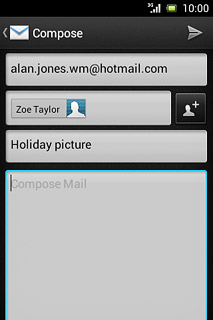 Press the text input field.Write the text for your email message.