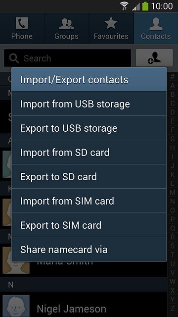 Press Export to SIM card.