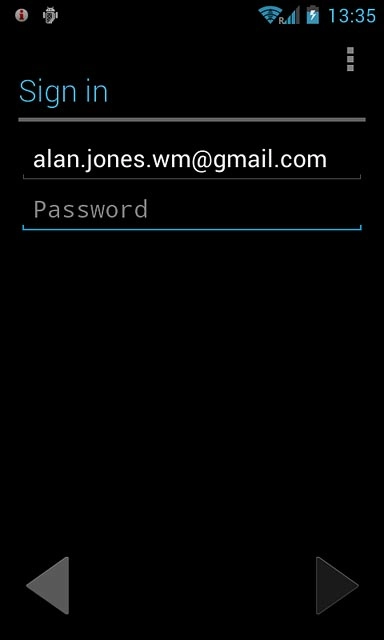 Press Password and key in the password for your Google account.