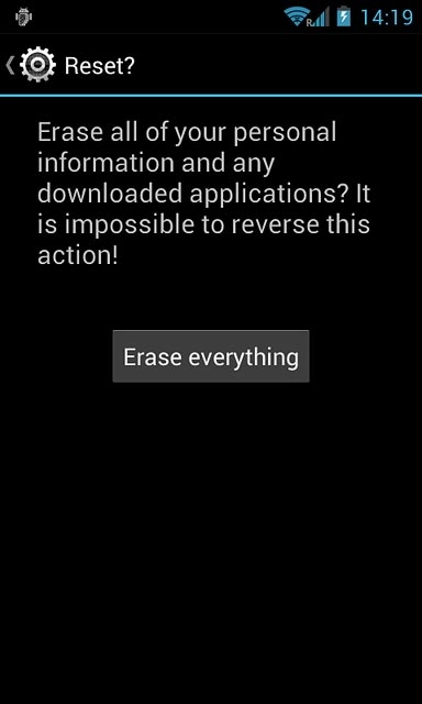 Press Erase everything.Wait a moment while the factory default settings are restored.Follow the instructions on the display to set up your phone and prepare it for use.
