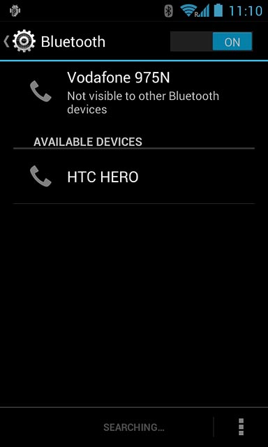 Make sure the other device is turned on and is ready to connect via Bluetooth.Your phone now searches for devices and after a moment, a list of Bluetooth devices within range is displayed.Press the required Bluetooth device.Follow the instructions on the display to pair the Bluetooth device with your phone.The new device is displayed on the list of paired devices.