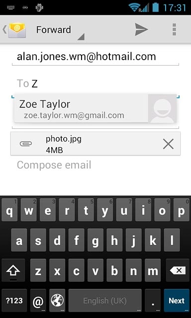 Press the required contact.