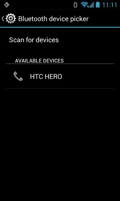 Your phone now searches for devices and after a moment, a list of Bluetooth devices within range is displayed.Press the required Bluetooth device.The file is sent.