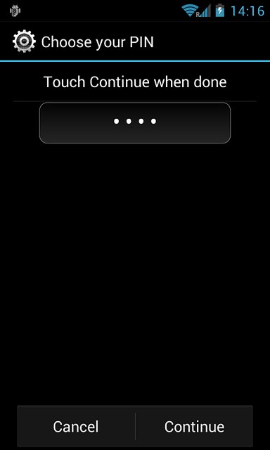 Key in the required phone lock code and press Continue.