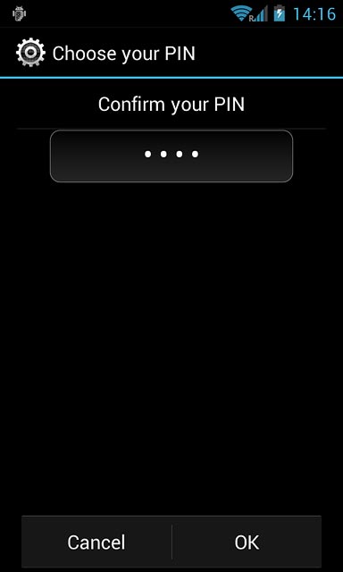 Key in the phone lock code again and press OK.