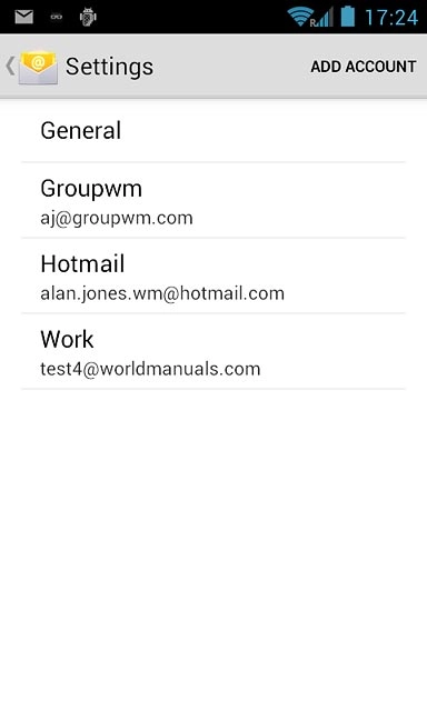 Press the required email account.
