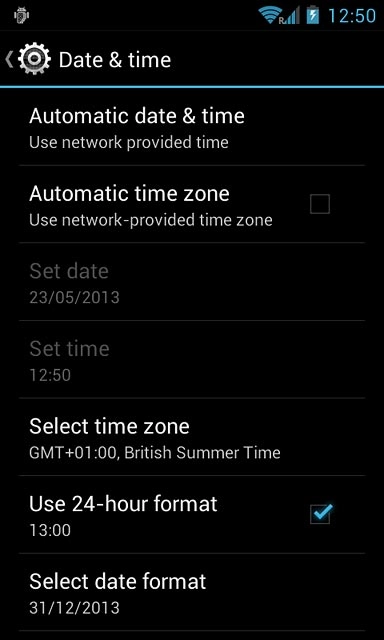 Press Automatic date & time.
