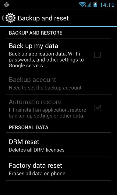 Press Factory data reset.