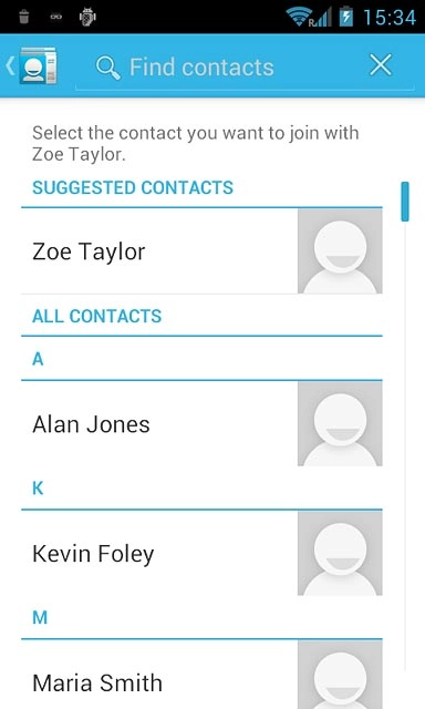 Press the required contact.