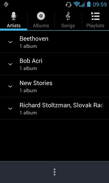 Press the required category.Go to the required audio file.