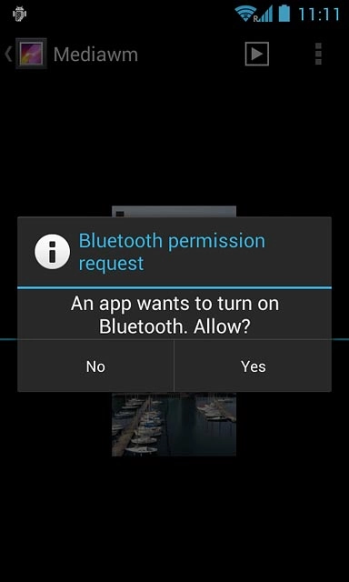 If Bluetooth is turned off:Press Yes to turn on Bluetooth.