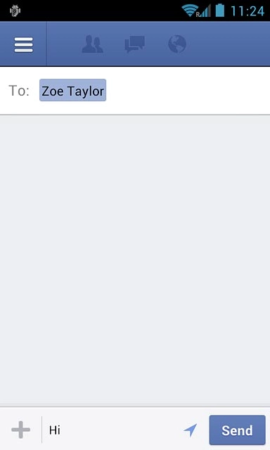 Write the required message and press Send.