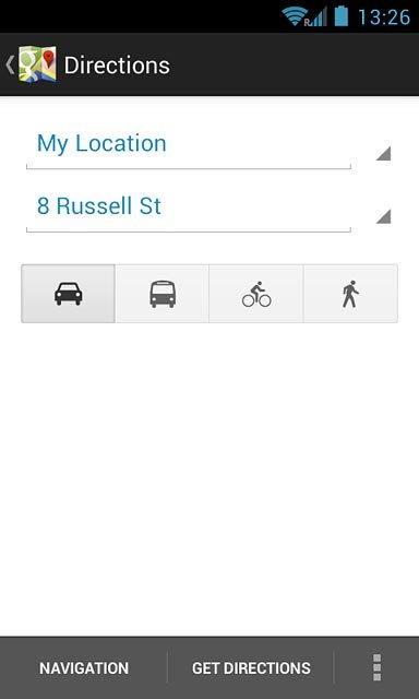 Press the required mode of transportation.