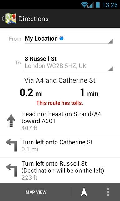 Press MAP VIEW to return to map view.