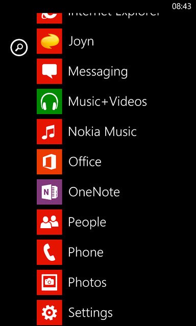 Slide your finger left on the display.Press Settings.