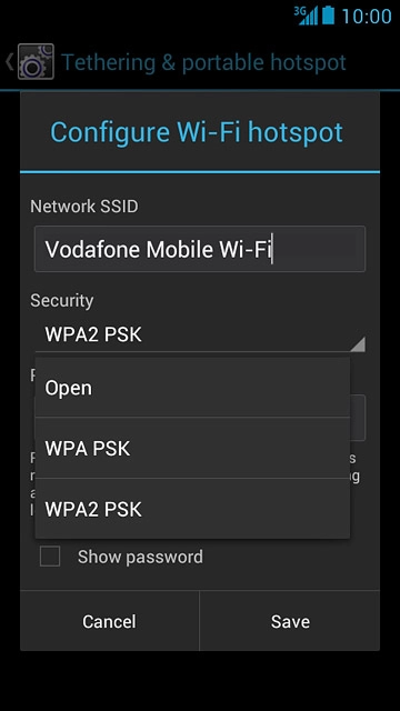 If you don't want to password protect your hotspot:Press Open.