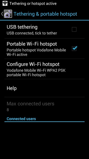Press Portable Wi-Fi hotspot until the function is turned on.