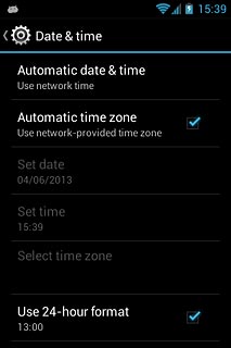 Press Automatic time zone until the function is turned on.