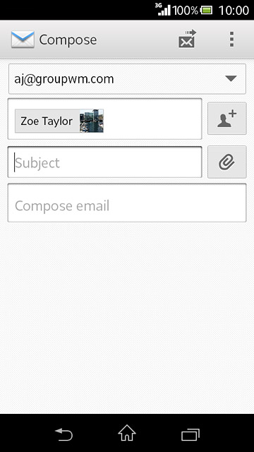Press Subject.Key in a subject for the email message.