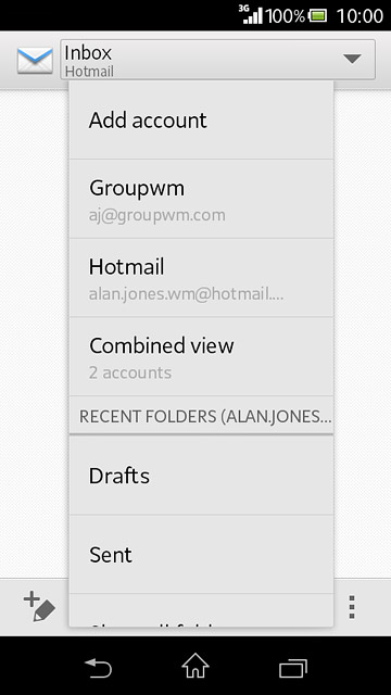 Press the required email account.