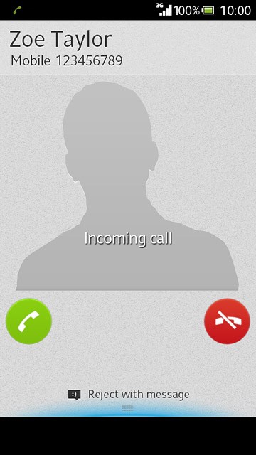 Press the reject call icon and drag the icon left.