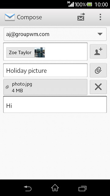 Press the send icon when you've finished your email message.