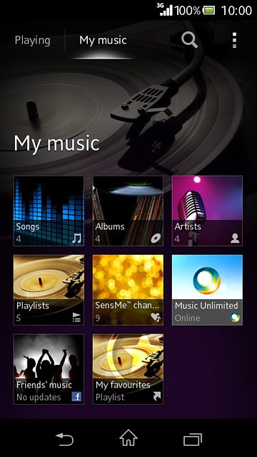 Press the required category.Go to the required audio file or playlist.