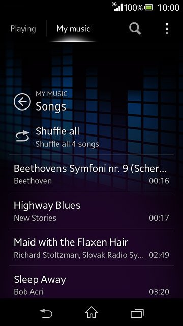 Press the required audio file.