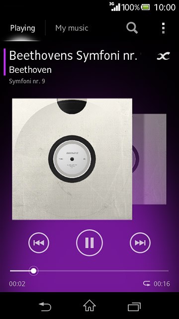 To fast forward or rewind the current audio file:Press the indicator at the bottom of the display and slide it right or left.