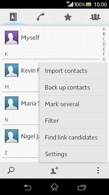 Press Back up contacts.