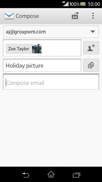 Press the text input field.Write the text for your email message.