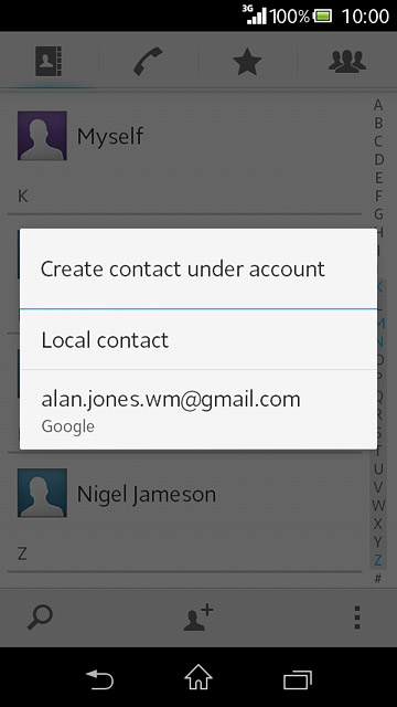Press Local contact.