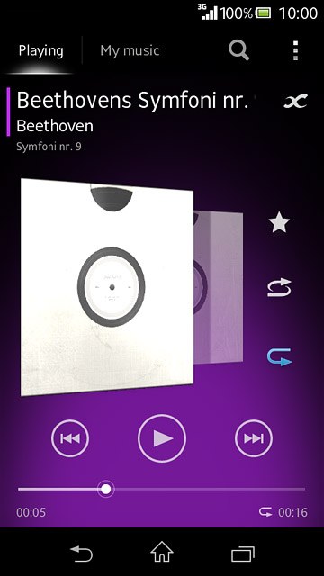 Press the shuffle icon to turn the function on or off.