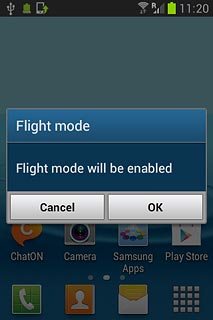 Press OK.Depending on the current setting, flight mode is turned on or off.