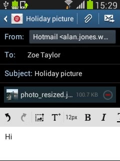 Press the send icon when you've finished your email message.