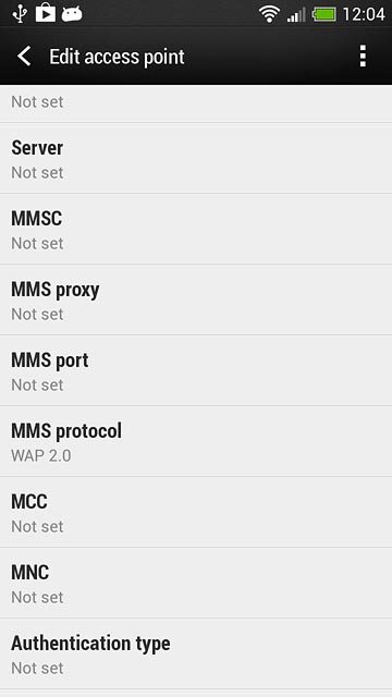 Press Authentication type.