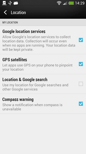 Press Location & Google search to turn the function on or off.
