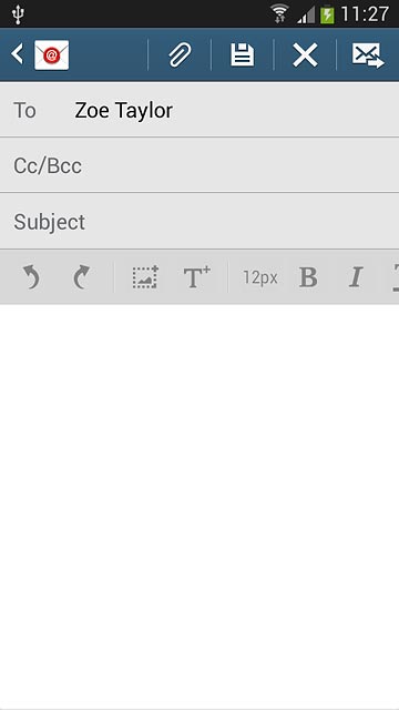 Press Subject.Key in a subject for the email message.