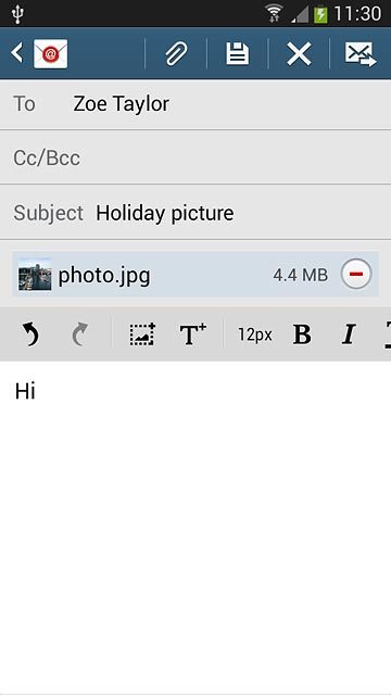 Press the send icon when you've finished your email message.