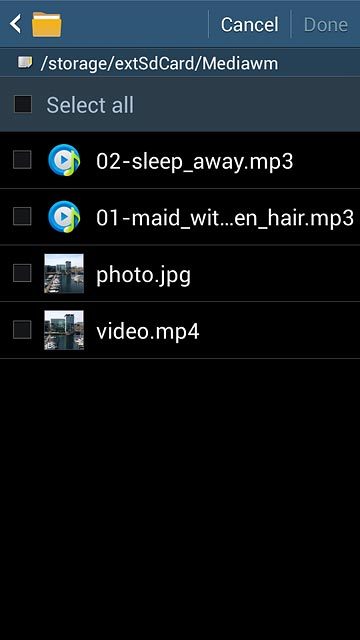 Press the box next to the required file to select the file.