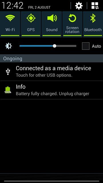 Slide your finger down the display starting from the top edge of your phone.Press Bluetooth until the function is turned on.