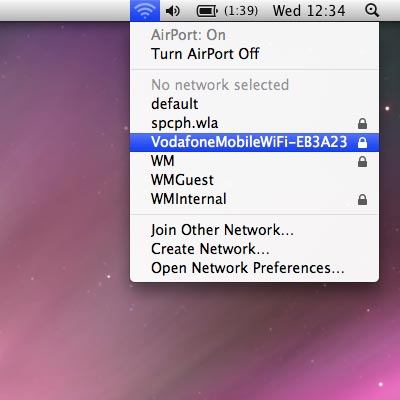 Click the name of your Wi-Fi hotspot.You can find the name and password for your Wi-Fi hotspot on the inside of the back cover.