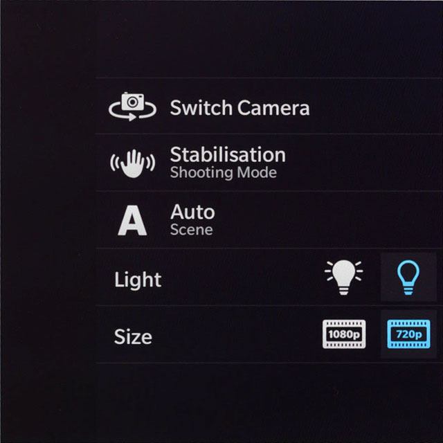 Press the video light on icon or the video light off icon.