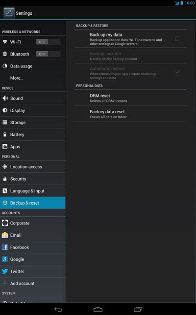 Press Factory data reset.