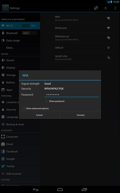 Follow the instructions on the display to select security settings, if required.Press Connect.