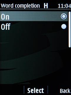 Scroll to On and press the Navigation key.